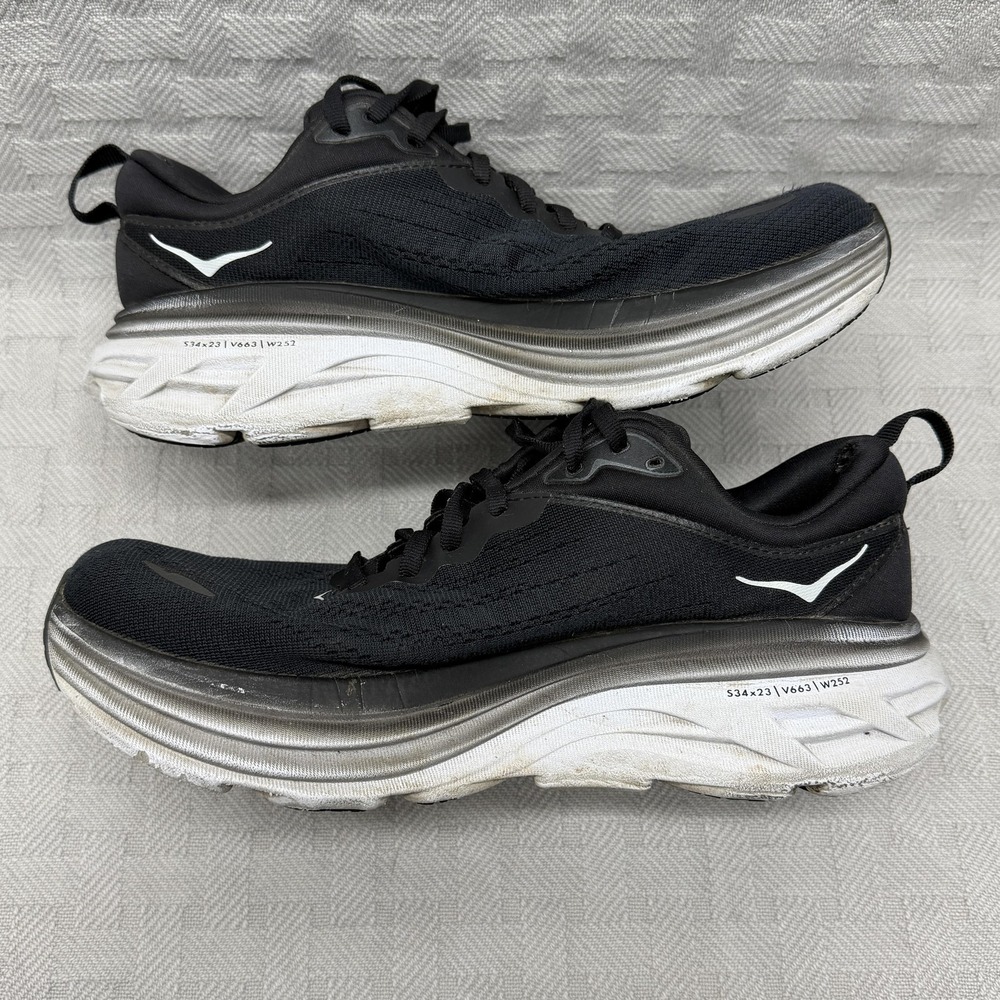 Hoka‎ One One Bondi 8 Shoes Womens Size 8 Black Running Wide 1127954 BWHT - Picture 11 of 12